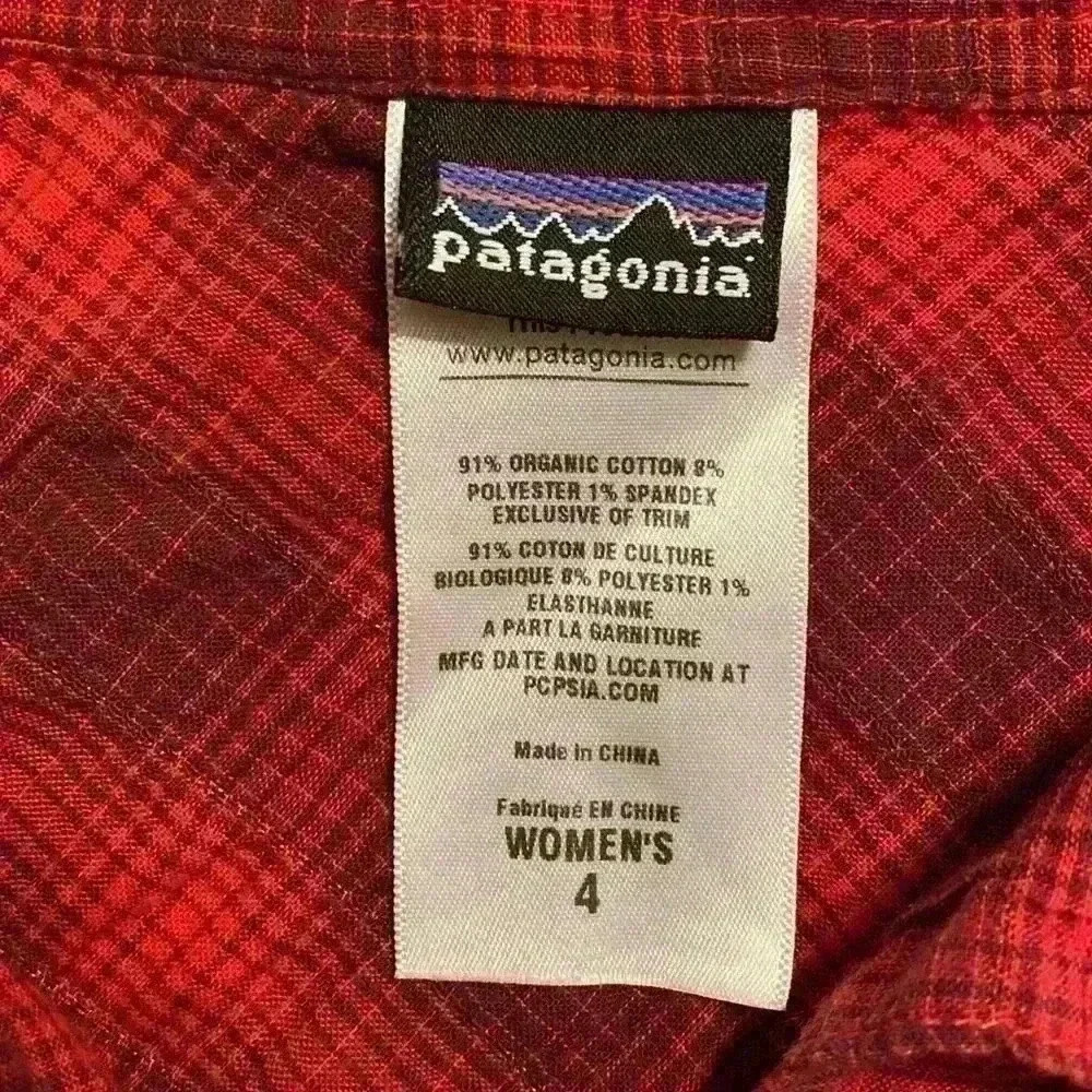Patagonia Woman’s Red & Black Plaid Cotton Long Sleeve Button Front Shirt Size 4 - Picture 3 of 9